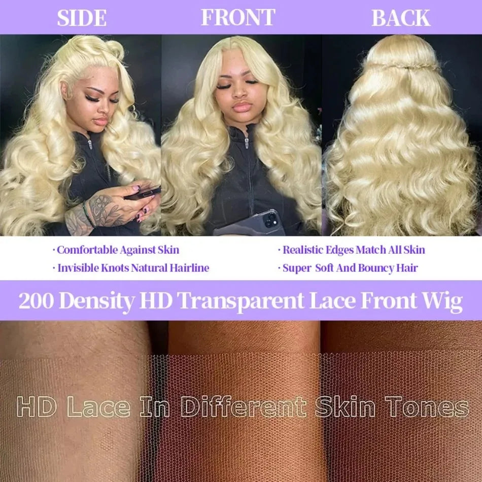 HD Transparent Honey Blonde Body Wave Wig