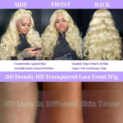 HD Transparent Honey Blonde Body Wave Wig
