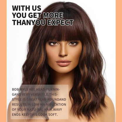 Short Brown Highlight Bob Wig