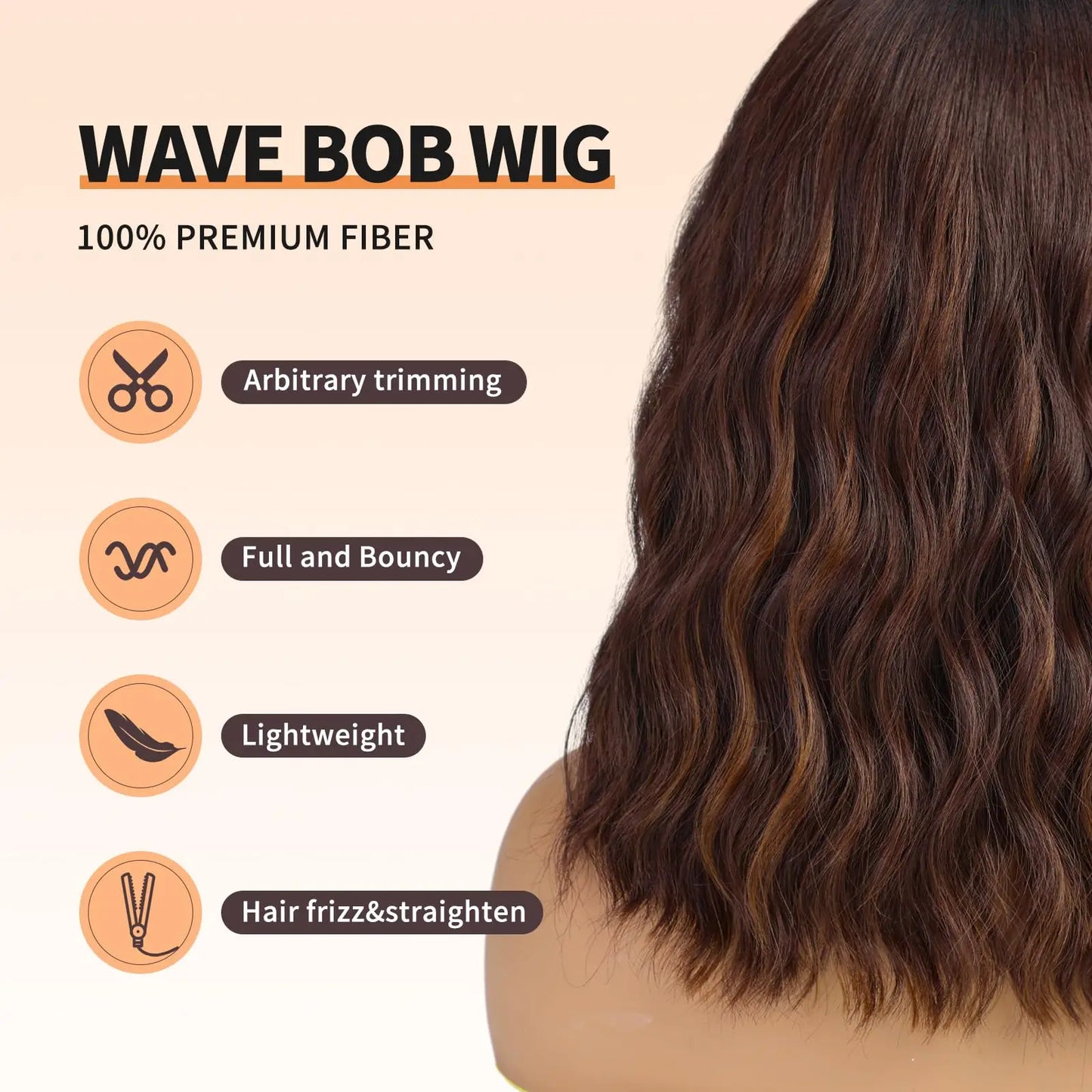 Short Brown Highlight Bob Wig