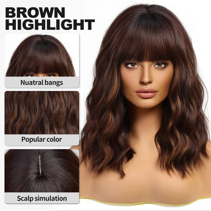 Short Brown Highlight Bob Wig